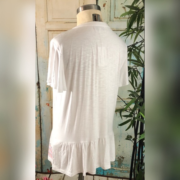 Neiman Marcus Embroidered Tassel Peplum Top - Picture 6 of 7